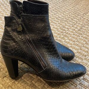 AGL Vero Cuoio Navy Snake Skin bootie